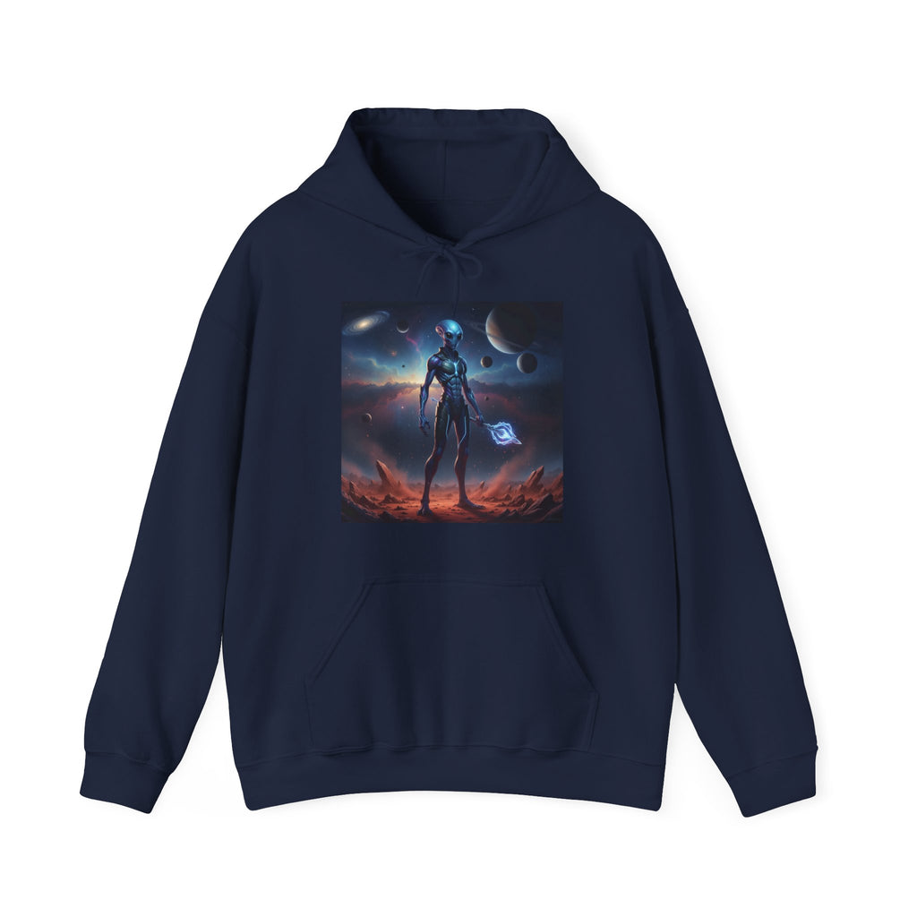 Sci‑Fi Alien Warrior Hoodie — Cosmic Space Landscape Graphic Sweatshirt