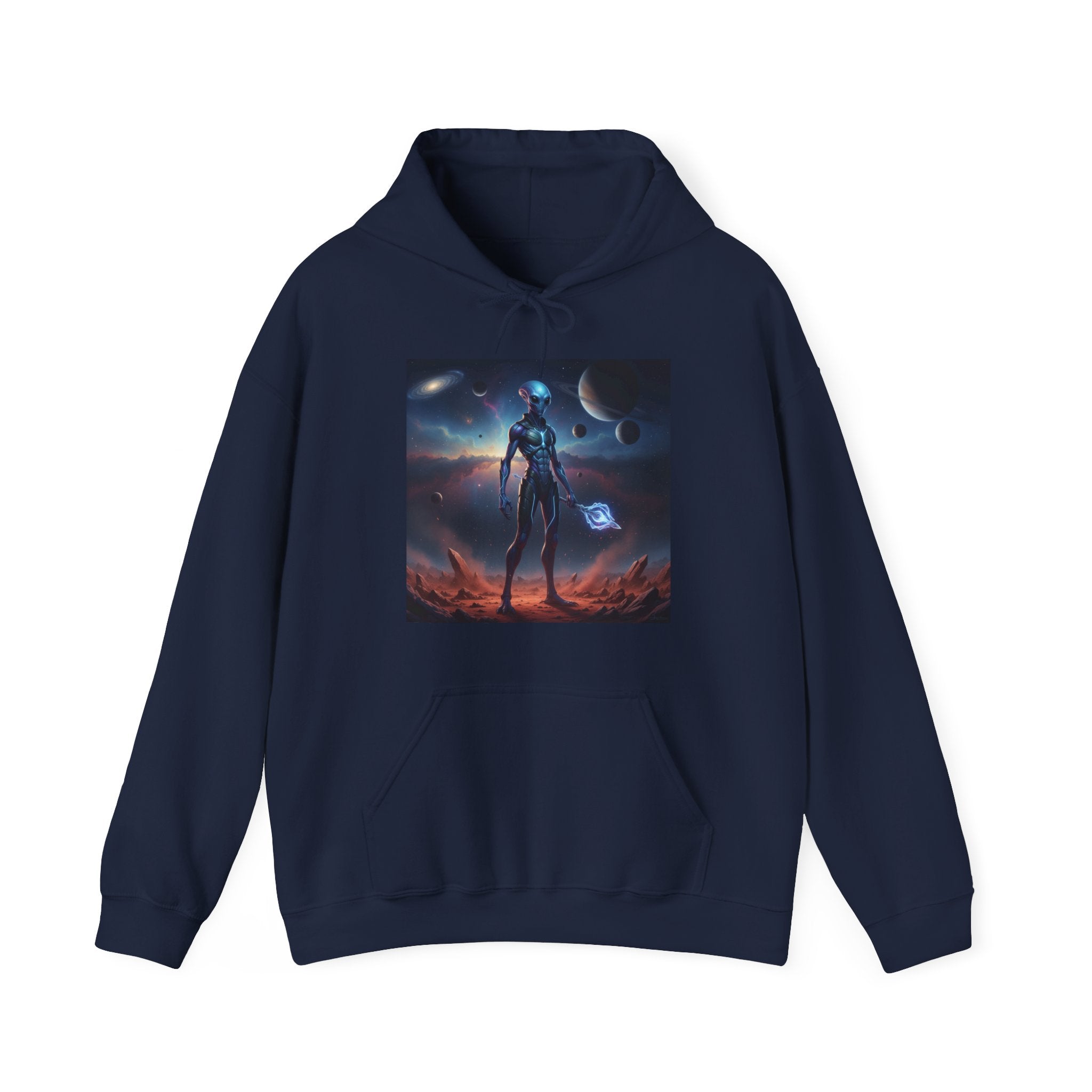 Sci‑Fi Alien Warrior Hoodie — Cosmic Space Landscape Graphic Sweatshirt