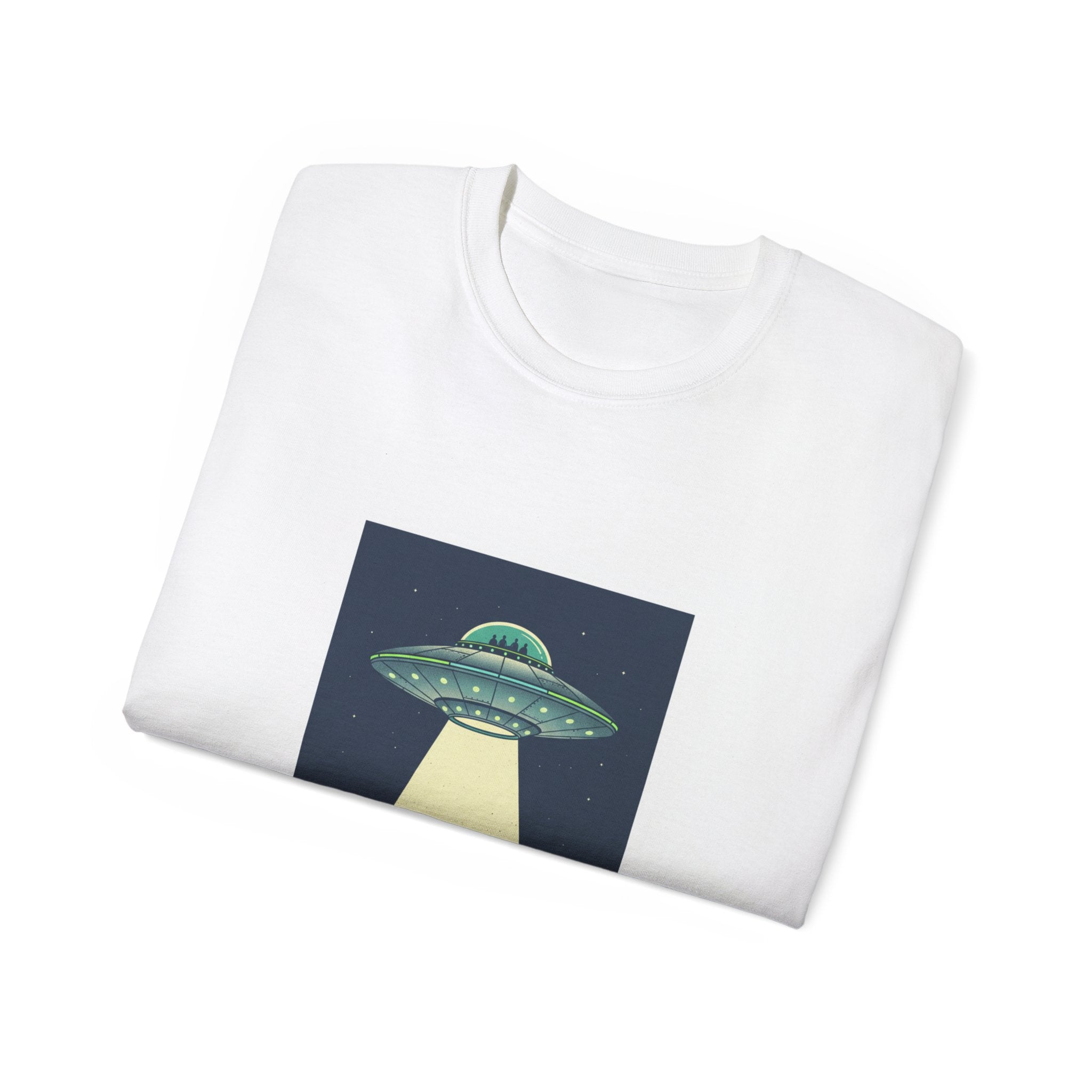 UFO Abduction Graphic Tee — Vintage Car Alien Shirt Adult Unisex