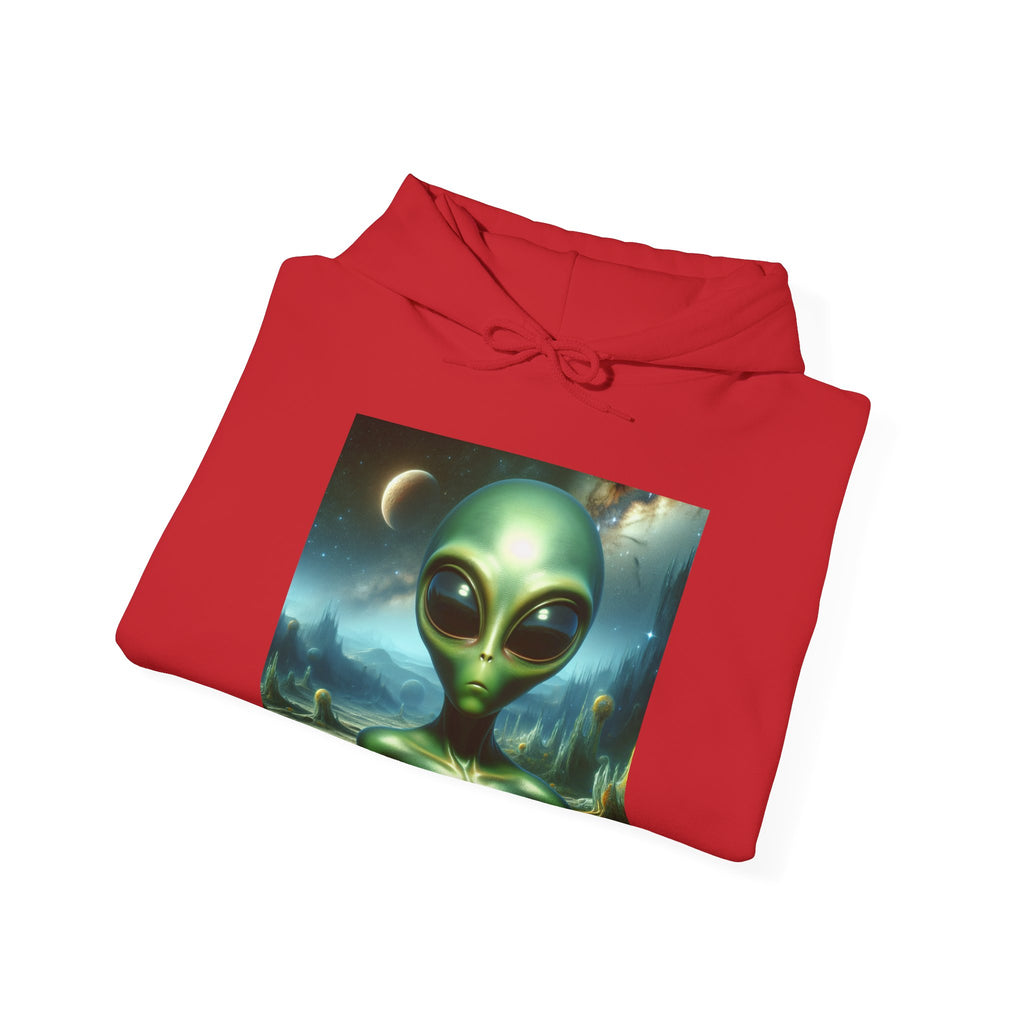 Alien Graphic Hoodie — Green Outer Space Alien Hoodie Sweatshirt