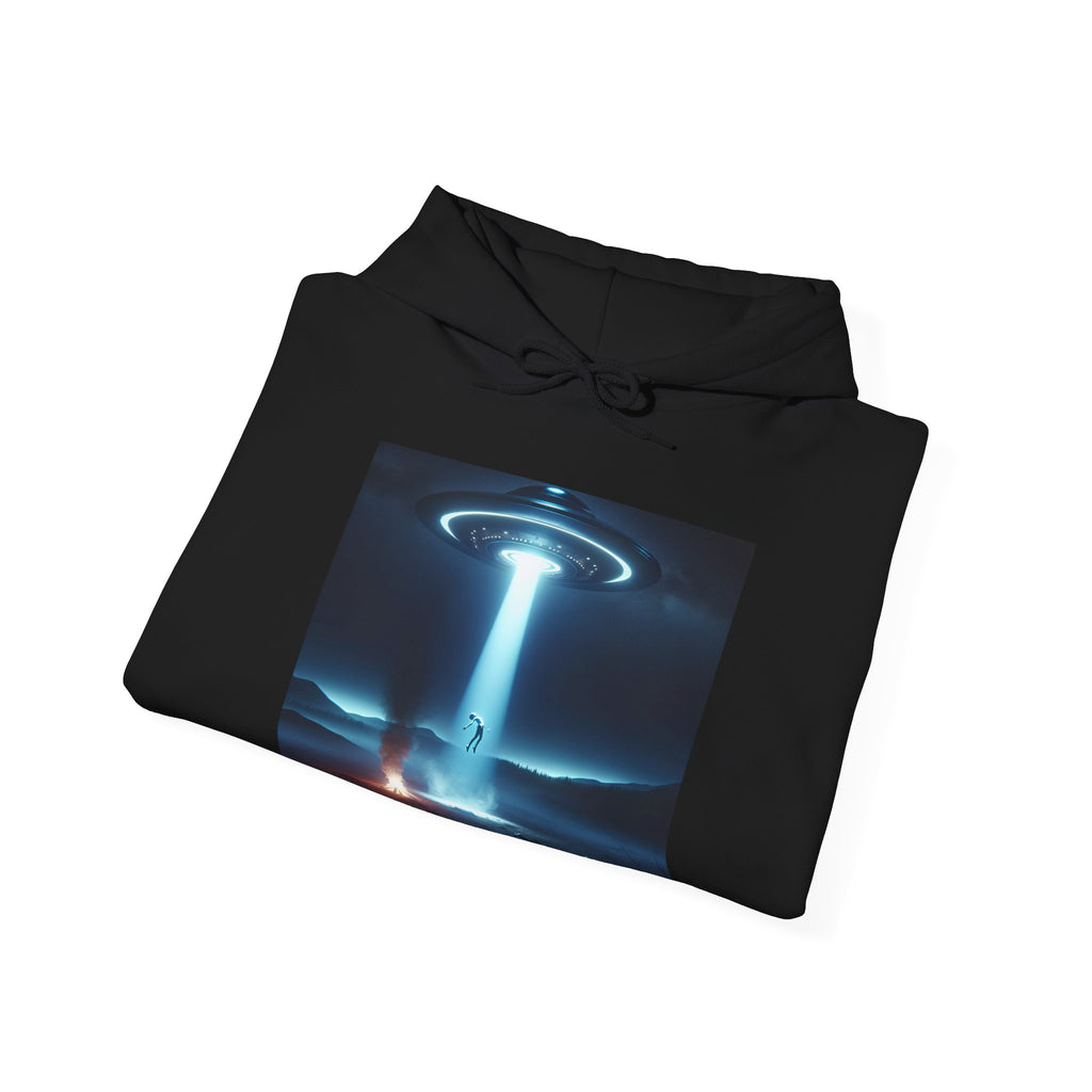 Alien Abduction Hoodie — Spaceship Tractor Beam Graphic Sweatshirt