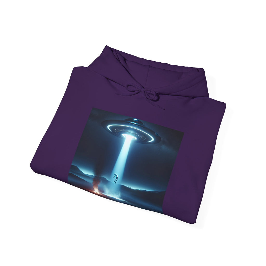 Alien Abduction Hoodie — Spaceship Tractor Beam Graphic Sweatshirt