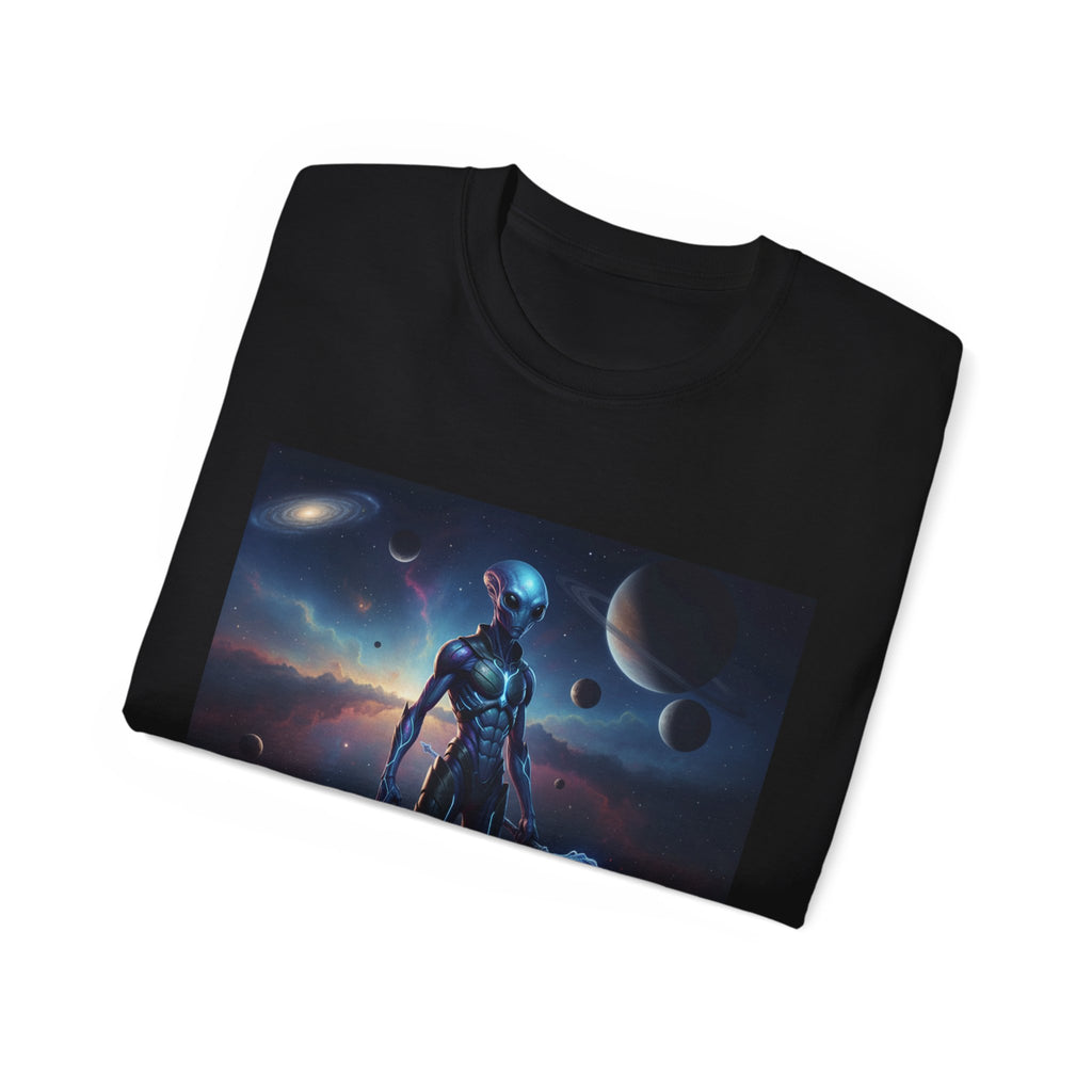 Camiseta de ciencia ficción de guerrero alienígena — Camiseta de explorador espacial de androide cósmico
