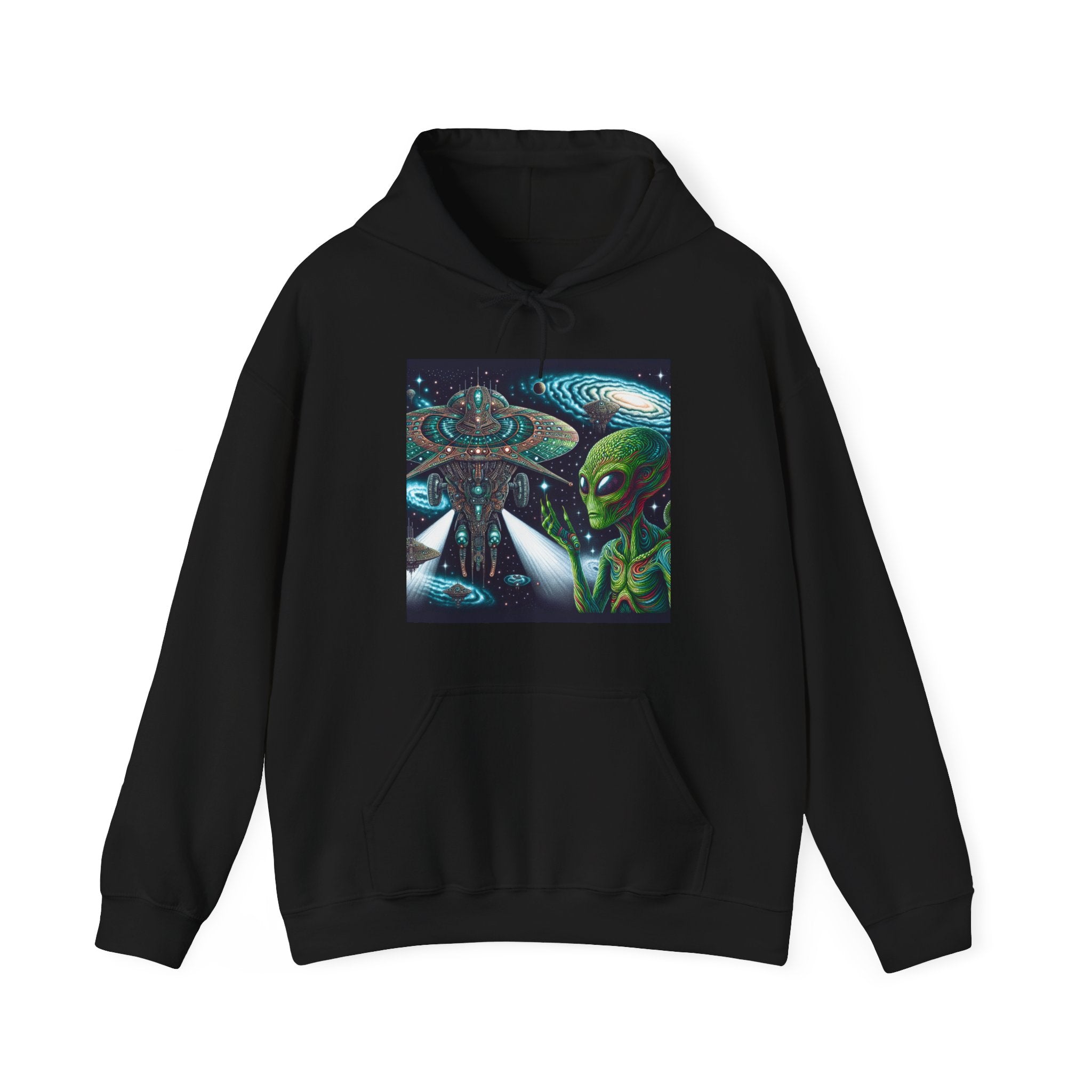 Alien Spaceship Hoodie — Extraterrestrial UFO Graphic Sweatshirt