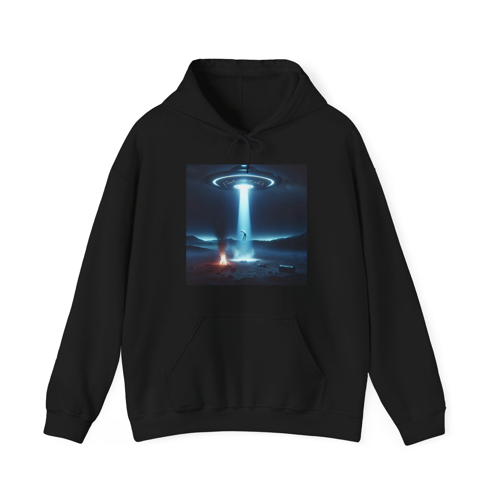 Alien Abduction Hoodie — Spaceship Tractor Beam Graphic Sweatshirt