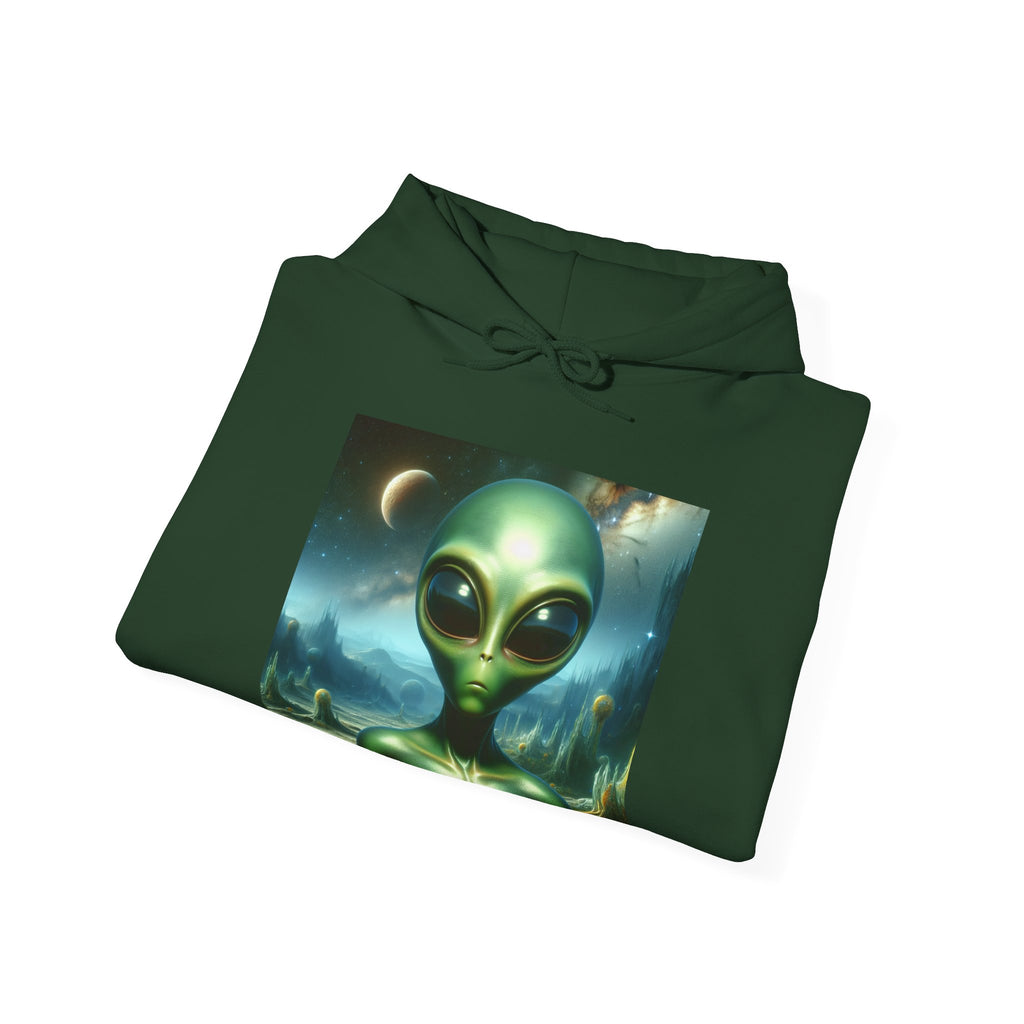 Alien Graphic Hoodie — Green Outer Space Alien Hoodie Sweatshirt